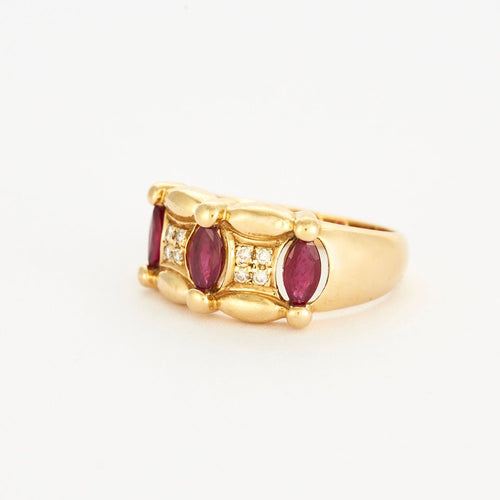 Bague 56 Bague en or jaune sertis de rubis et diamants 58 Facettes DV3841-3