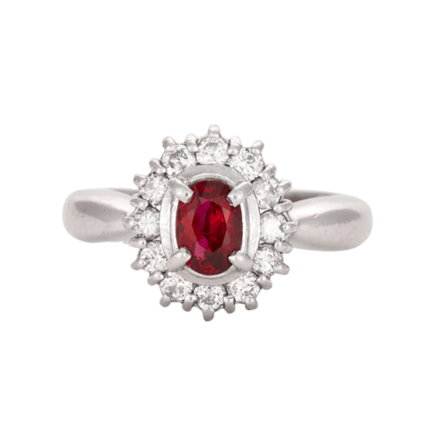 Bague 48 Bague  platine et rubis et diamants 58 Facettes DV3470-5