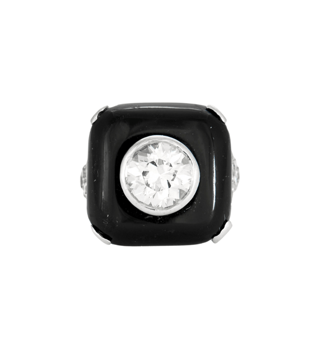 Bague 51 Bague en or blanc serti d'un onyx et diamant 58 Facettes DV0671-6-51-2