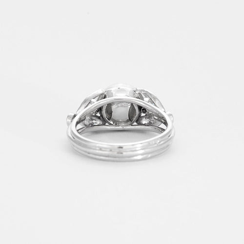 Bague 50 Bague platine et or blanc ornée d'une perle fine et diamants 58 Facettes DV0671-7-50-2