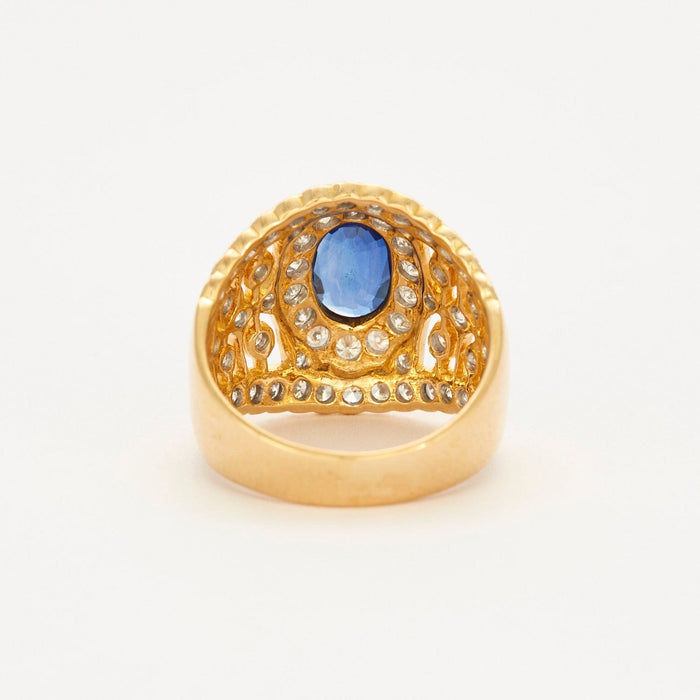 Bague 54 Bague boule or jaune sertis d'un saphir et diamants 58 Facettes DV0671-9-54-3