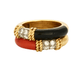 Bague 53 FRED - Bague Isaure deux joncs onyx, corail diamants 58 Facettes DV0668-3-53-2