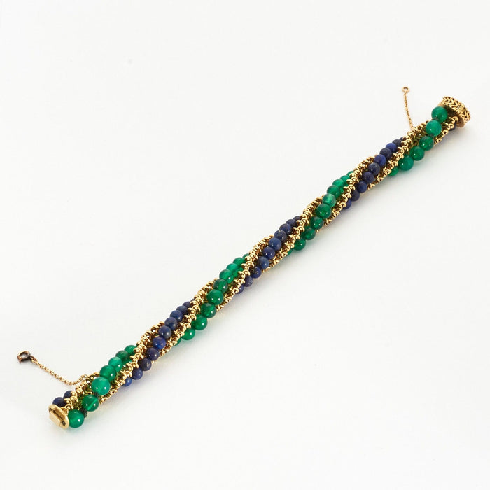 Bracelet Bracelet twist en or jaune, chrysoprases et lapis lazuli 58 Facettes DV0673-2