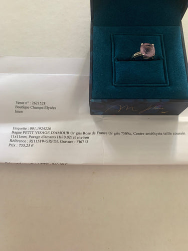 Bague Mauboussin - Bague Petit Visage d'Amour Or gris et améthyste 58 Facettes DV4259-1