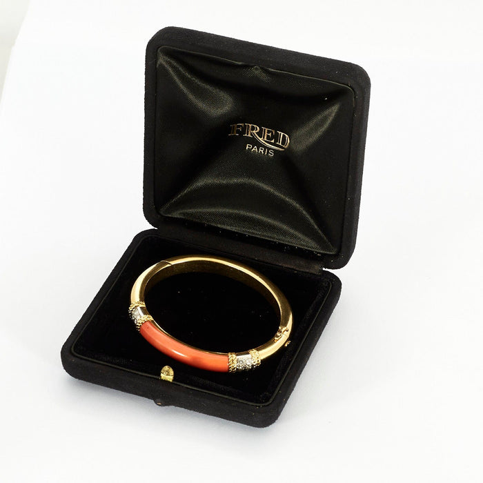 Bracelet FRED - Bracelet ISAURE  or jaune corail et diamants 58 Facettes DV0668-1