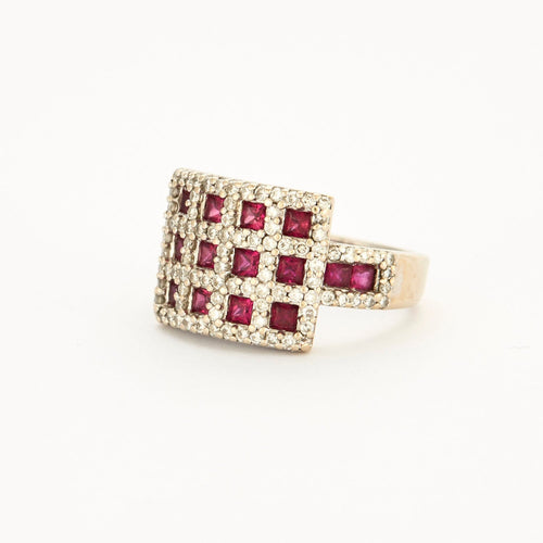 Bague 53 Bague en or gris rubis et diamants 58 Facettes DV4101-2