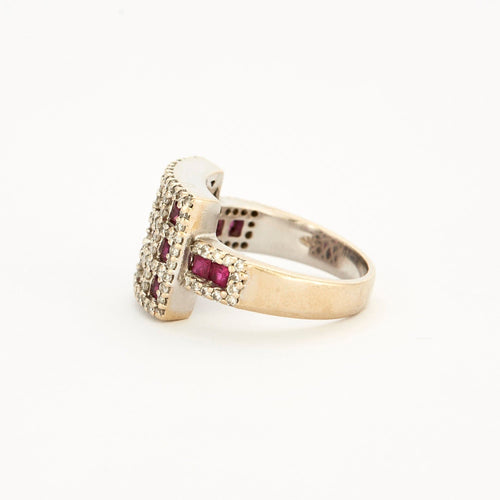 Bague 53 Bague en or gris rubis et diamants 58 Facettes DV4101-2