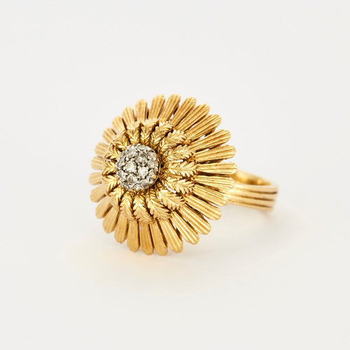 Bague 54 Bague fleur en or jaune avec diamants 58 Facettes DV4178-10