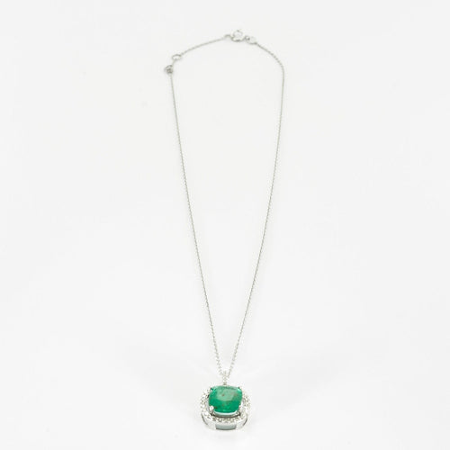 Collier Collier en or gris émeraude et diamants 58 Facettes DV4642-1