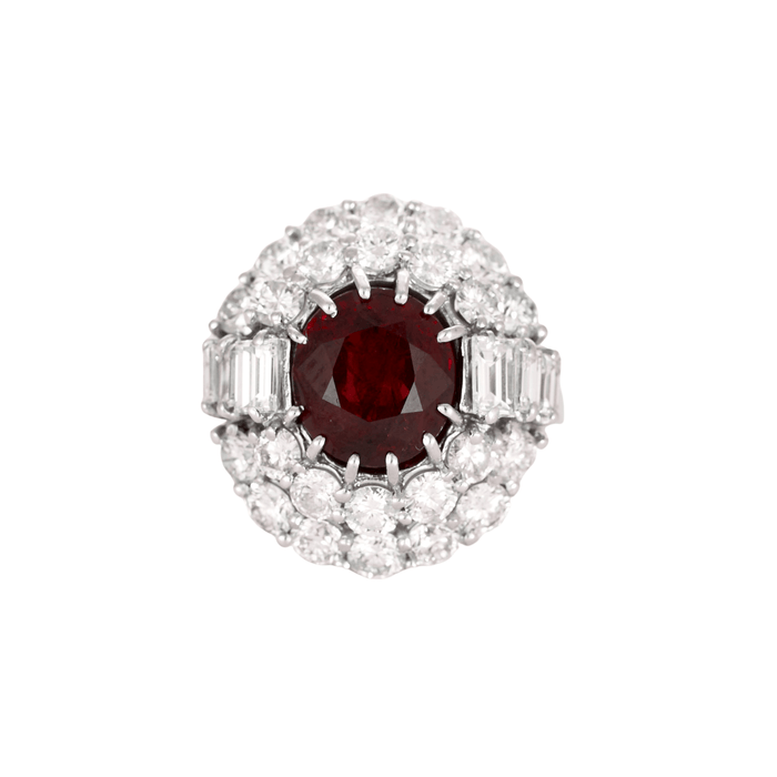 Bague 55 Bague en or gris rubis et diamants 58 Facettes DV0385-5