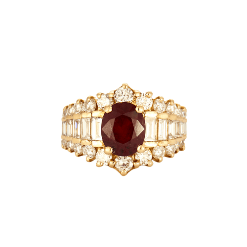 Bague 52 Bague en or jaune, rubis et diamants 58 Facettes DV0385-4