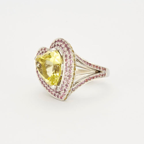 Bague 51 MAUBOUSSIN -  Bague Subtile raison or gris, citrine et saphirs roses 58 Facettes DV4532-2