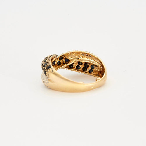 Bague 53 Bague or jaune et gris diamants et saphirs 58 Facettes DV0699-1-53-2