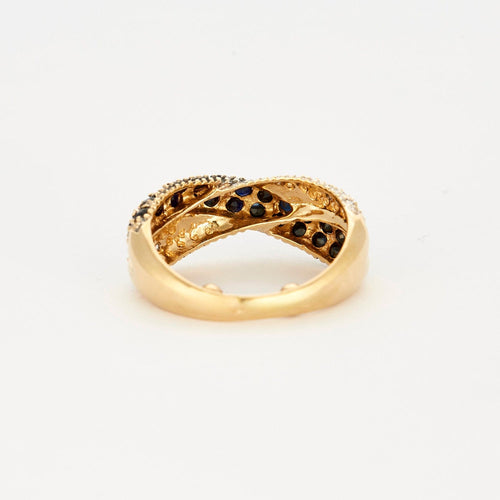 Bague 53 Bague or jaune et gris diamants et saphirs 58 Facettes DV0699-1-53-2