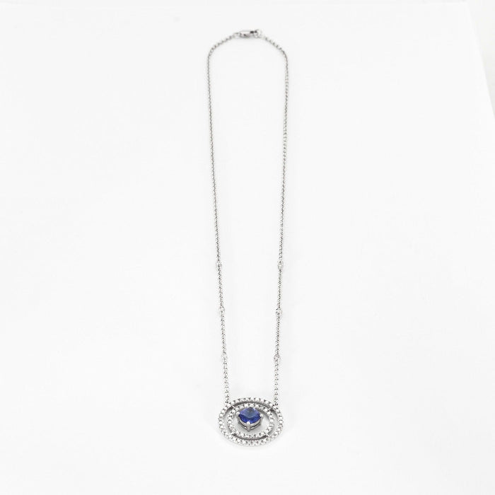 Collier or gris, diamants et tanzanite 58 Facettes DV0704-1