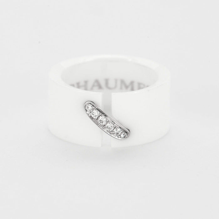 Bague 53 Chaumet- Liens - Bague céramique blanche, or gris et diamants 58 Facettes DV0667-3-53-2