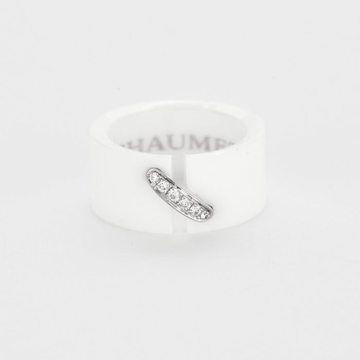 Bague 53 Chaumet- Liens - Bague céramique blanche, or gris et diamants 58 Facettes DV0667-3-53-2