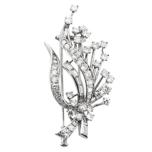Broche 5.8 x 2.7 Broche " Gerbe" or gris 18K et diamants 58 Facettes DV0713-1-5.8 x2.7