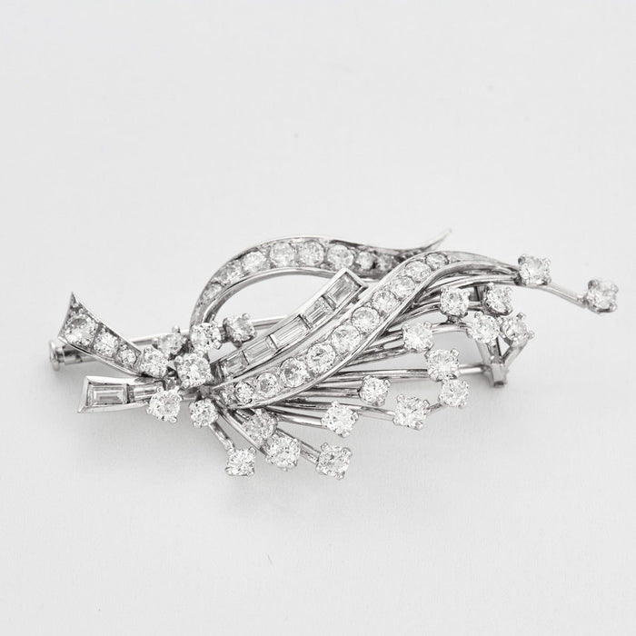 Broche 5.8 x 2.7 Broche " Gerbe" or gris 18K et diamants 58 Facettes DV0713-1-5.8 x2.7