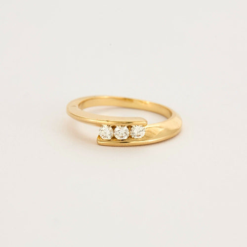 Bague 51 Bague jonc croisé or jaune diamants 58 Facettes DV5390-4-51-2