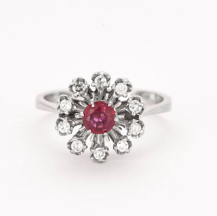 Bague 53 Bague en or gris rubis et diamants 58 Facettes DV0719-1-53-2