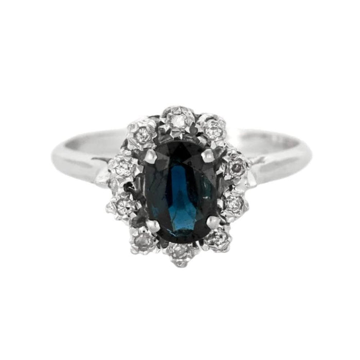 Bagues 52.5 Bague Marguerite en or gris, saphir et diamants 58 Facettes DV0716-1-525-3