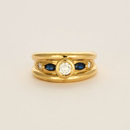 Bague 55 Bague en or jaune, saphir et diamants 58 Facettes DV5140-3-DV0882-1