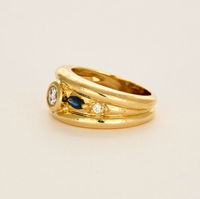 Bague 55 Bague en or jaune, saphir et diamants 58 Facettes DV5140-3