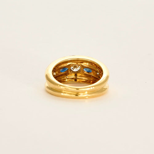 Bague 55 Bague en or jaune, saphir et diamants 58 Facettes DV5140-3-DV0882-1