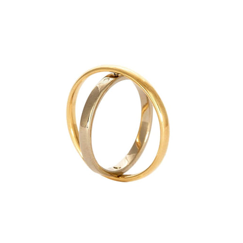 Bague 55 CHARLOTTE CHESNAIS - Ellipse Bold - Bague or jaune et or gris 58 Facettes DV0715-1-55-2