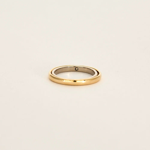 Bague 55 CHARLOTTE CHESNAIS - Ellipse Bold - Bague or jaune et or gris 58 Facettes DV0715-1-55-2