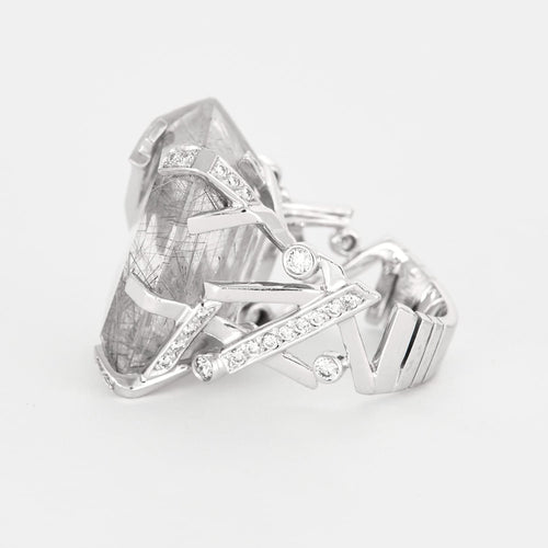 Bague 51 CHANEL - Cristaux glacés - Bague or gris, diamants, quartz 58 Facettes DV0615-2-51-2
