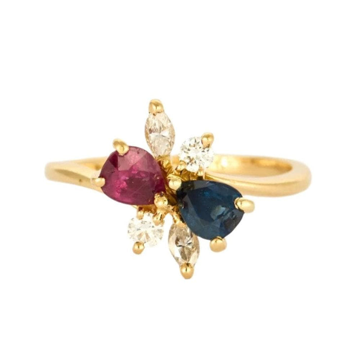 Bague 50 Bague en or jaune rubis, saphir, diamants 58 Facettes DV1453- 10-50-2