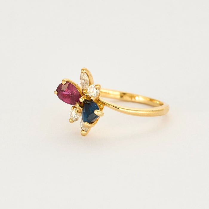 Bague 50 Bague en or jaune rubis, saphir, diamants 58 Facettes DV1453- 10-50-2