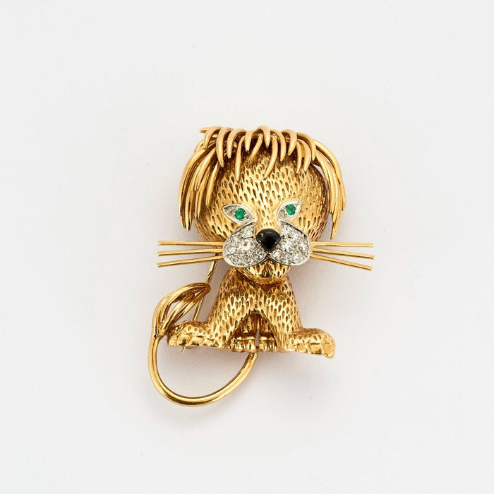 Broche VAN CLEEF & ARPELS  - Lion ébouriffé - or , diamants émeraude 58 Facettes DV0721- 1