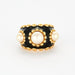 Bague 50 CHANEL - Baroque - Bague or jaune, émail noir et perles 58 Facettes DV6154-2