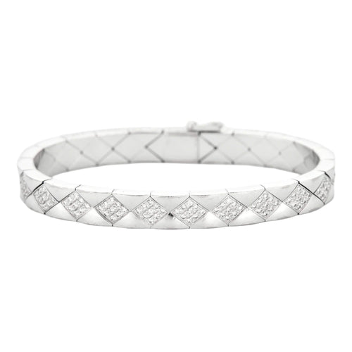 Bracelet CHANEL - Matelassé - Bracelet en or gris et diamants 58 Facettes DV6154-1