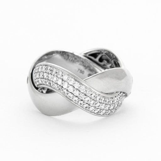 Bague 56 POIRAY -  Tresse - Bague en or gris et diamants 58 Facettes DV0721-2-56-3