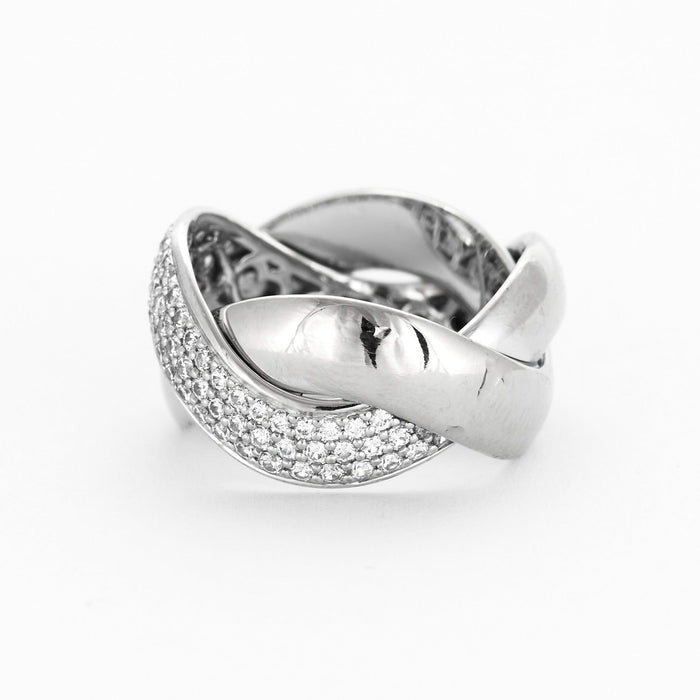 POIRAY -  Tresse - Bague en or gris et diamants