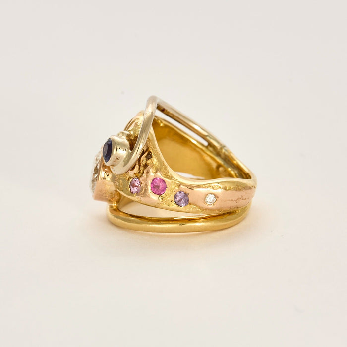 Bague moderniste or jaune et diamant 2,03 carats