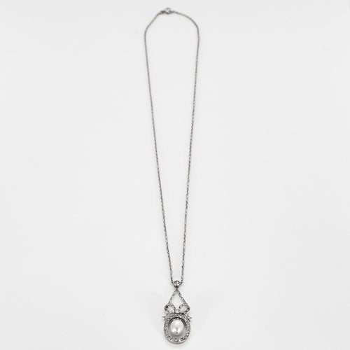 Collier Collier négligé en or gris perles et diamants taillés en rose 58 Facettes DV0013-26