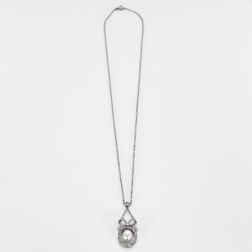 Collier Collier négligé en or gris perles et diamants taillés en rose 58 Facettes DV0013-26