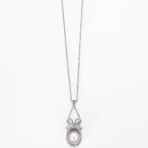 Collier Collier négligé en or gris perles et diamants taillés en rose 58 Facettes DV0013-26