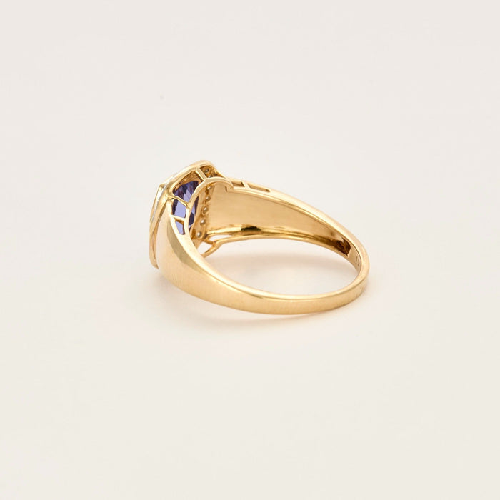 Bague en jaune 14K, tanzanite et diamants