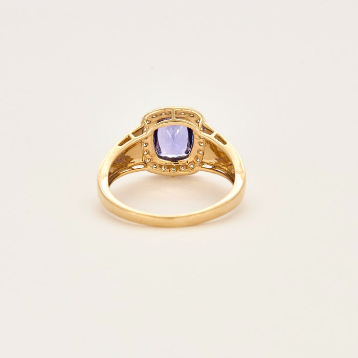 Bague en jaune 14K, tanzanite et diamants