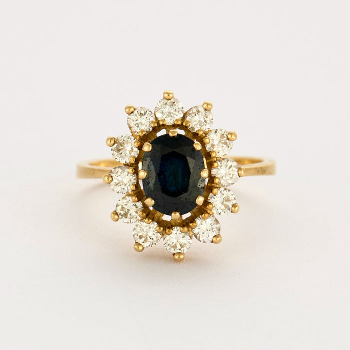 Bague marguerite, saphir et diamants