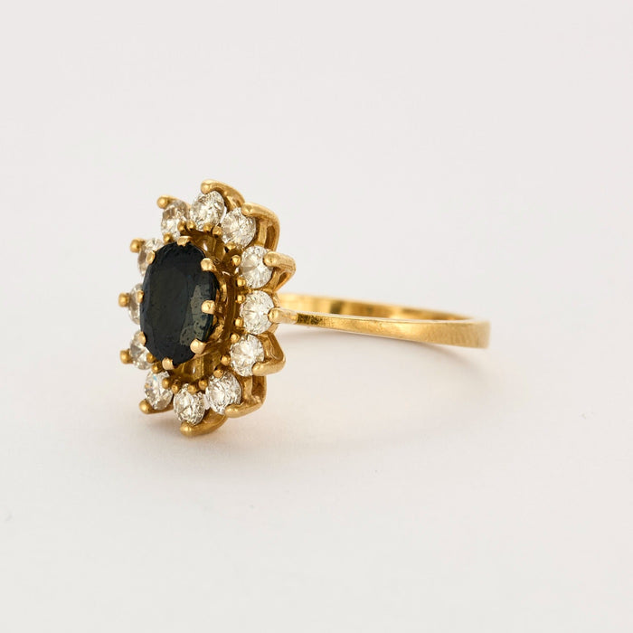 Bague marguerite, saphir et diamants