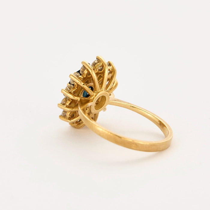 Bague marguerite, saphir et diamants