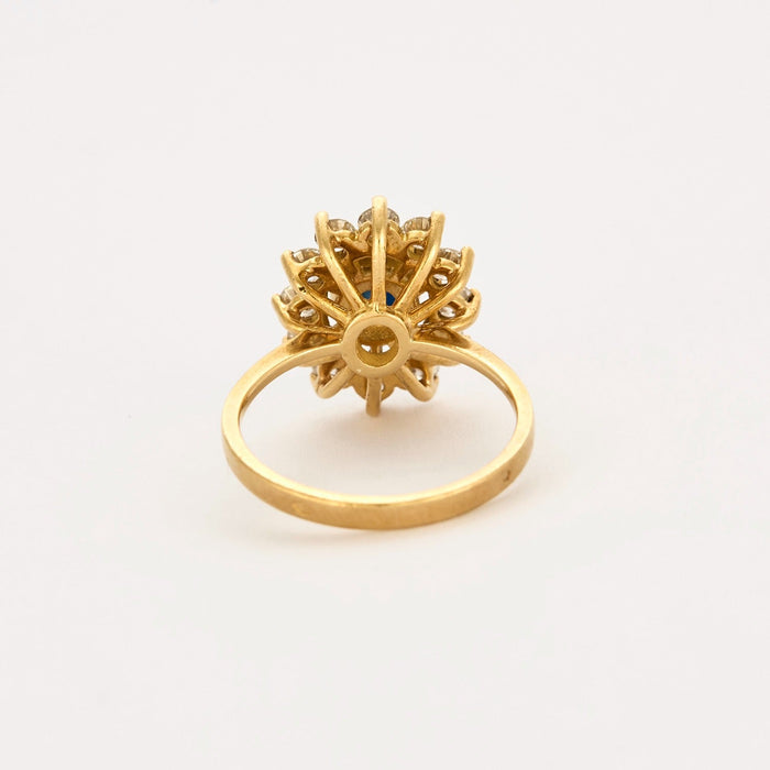 Bague marguerite, saphir et diamants