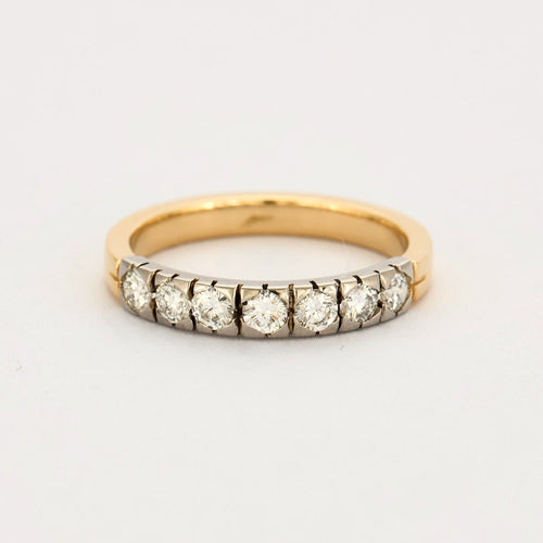Bagues 58 Demi alliance diamants, or jaune et gris 58 Facettes DV0726-5-58-2